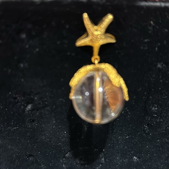Stunning Vintage Leslie Block Brushed Gold Starfish & Crystal Ball Earrings - Picture 8 of 8